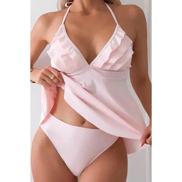 Soft Pink Ruffled Lingerie Set