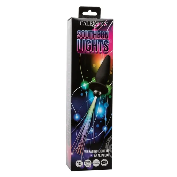 Southern Lights Rechargeable Silicone Vibrating Light Up Anal Probe - Black