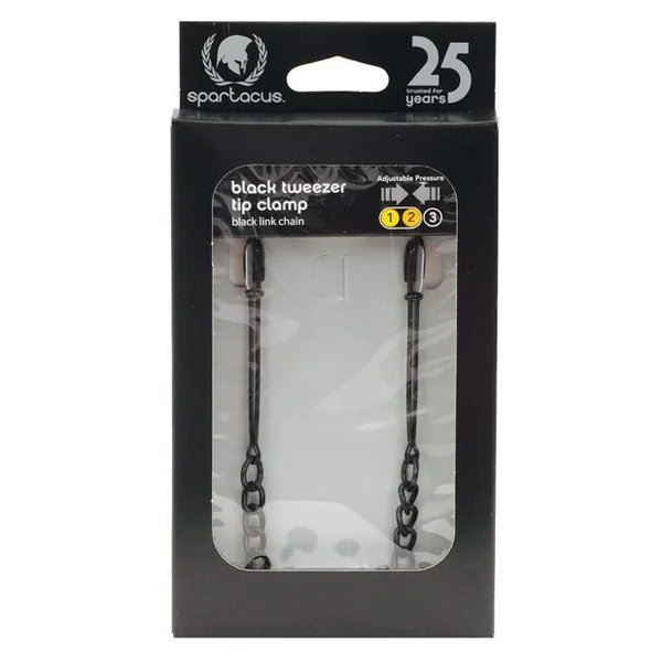 Spartacus Adjustable Black Tweezer Nipple Clamps W/chain