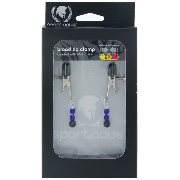 Spartacus Adjustable Broad Tip Blue Beaded Nipple Clamps