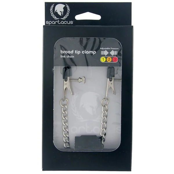 Spartacus Adjustable Broad Tip Nipple Clamps W/link Chain