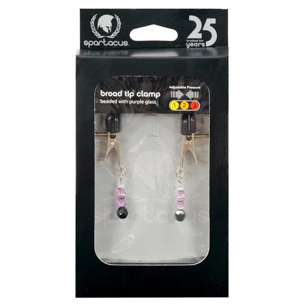 Spartacus Adjustable Broad Tip Nipple Clamps W/purple Beads
