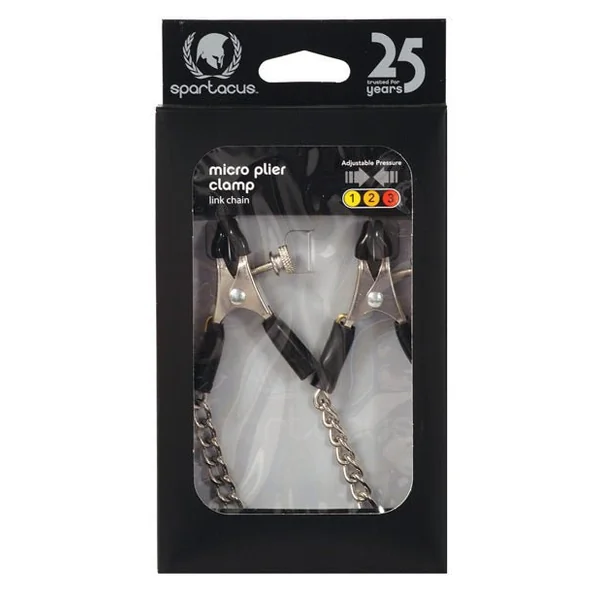 Spartacus Adjustable Micro Plier Nipple Clamps W/link Chain