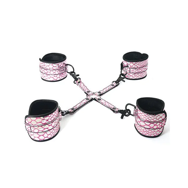 Spartacus Faux Leather Wrist & Ankle Restraints W/hog Tie