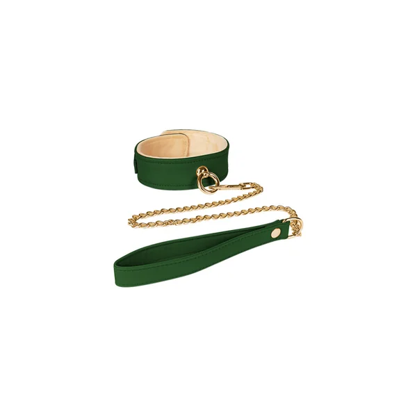 Spartacus Plush Lined Vegan Leather Collar With Chain Leash