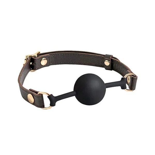 Spartacus Silicone Ball Gag - Brown Leather Strap Ball