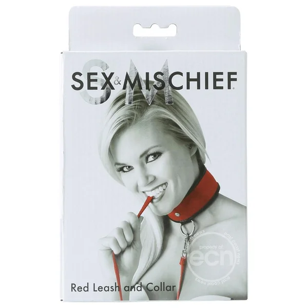 Sportsheets Sex & Mischief Adjustable Leash & Collar Red