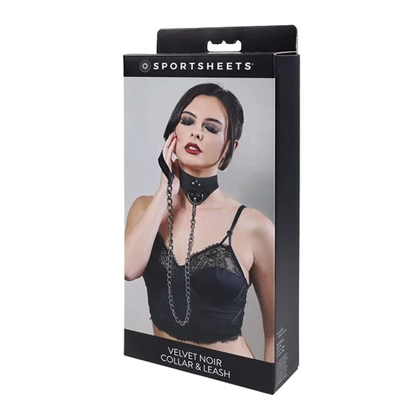 Sportsheets Velvet Noir Collar & Leash - Black