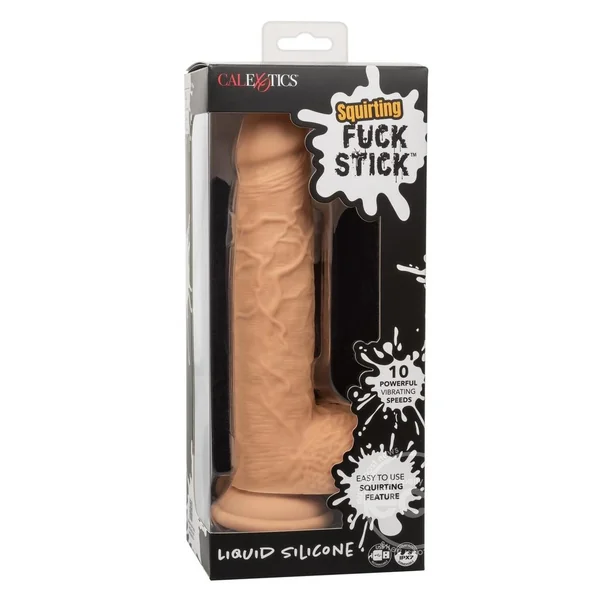 Squirting Fuck Stick Rechargeable Silicone Realistic Dong with Suction Cup - Vanilla