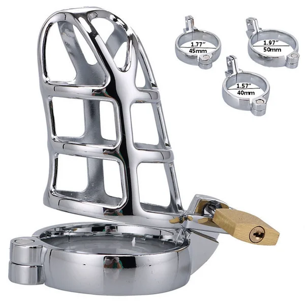 Stainless Steel Male Chastity Cage with Padlock