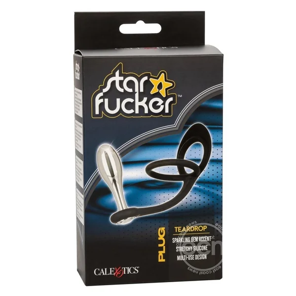 Star Fucker Teardrop Plug Silicone Dual Enhancer - Black