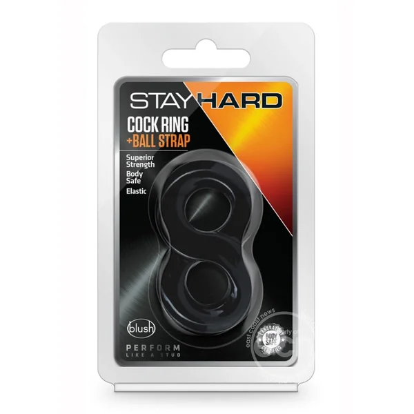 Stay Hard Cock Ring and Ball Strap - Black