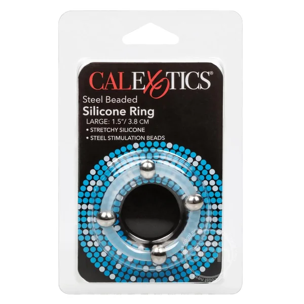 Steel Beaded Silicone Cock Ring - Large - Clear