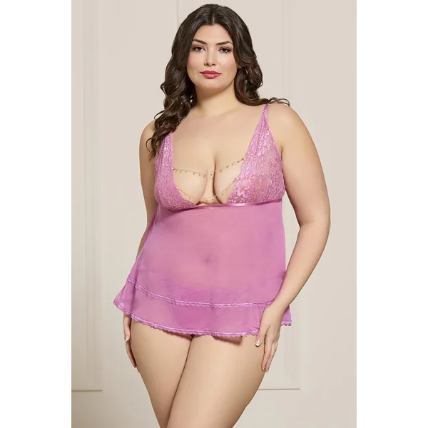 STM Lace Chained Babydoll & Panty Set - QUEEN SIZE