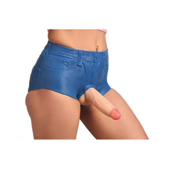 Strap U Booty Shorts 6" Silicone Dildo Strap-On Harness - Medium