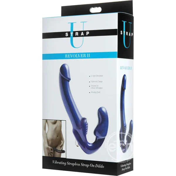 Strap U Revolver II Vibrating Strapless Strap On - Blue