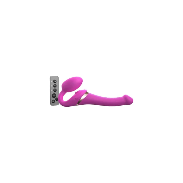 Strap-On-Me Multi Orgasm Bendable Remote Control 3 Motors Flickering Tongue Double Dildo