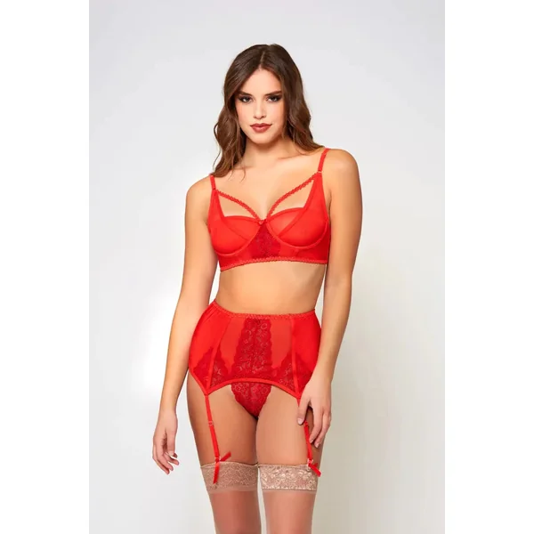 Strappy 3 piece Bra, Thong, and Garter Set