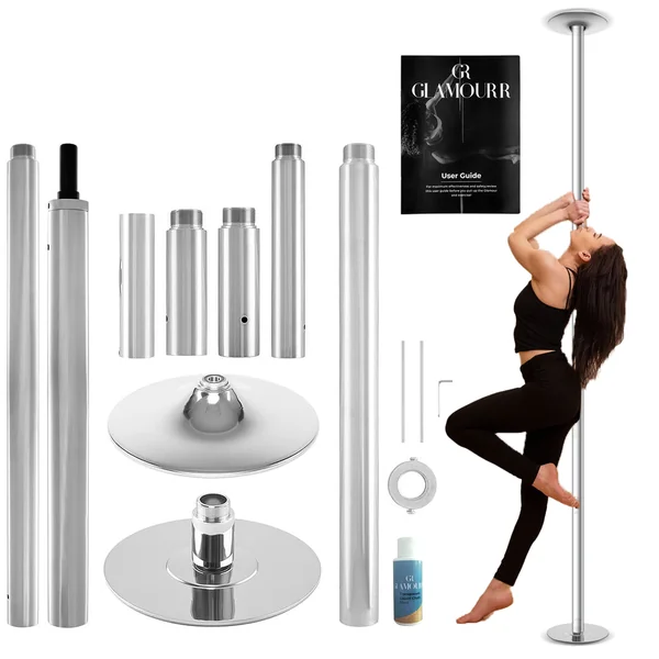 Stripper Pole for Home Kit with Bonus Liquid Chalk | 9 Feet + Extra 20 Inches Extension for Static or Spinning Pole Dancing | Dancing Pole and Fitness | Perfect Lap Dance Pole for Bedroom