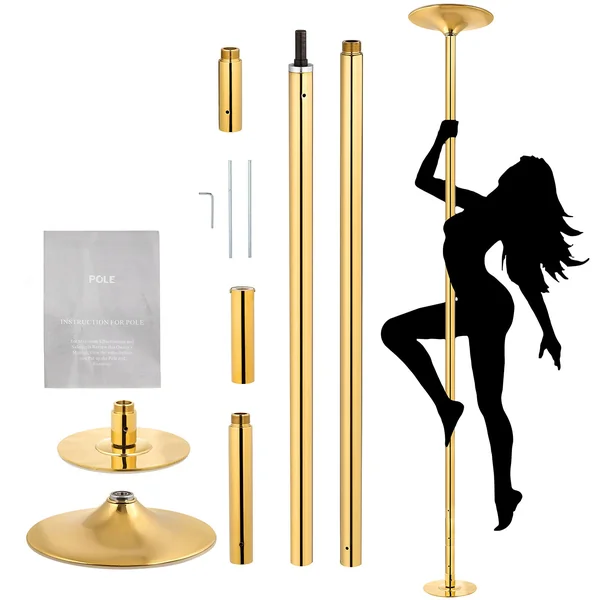 Stripper Pole Professional Fitness Spinning Static Dancing Pole,Portable Removable Dance Pole Kit for Home Bedroom Gym Party Club Indoor Exercise Gold 2.235-2.745m / 7.33-9ft