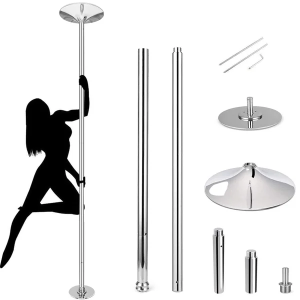 Stripper Poles for Home, Static Spinning Pole Dance Pole 45 mm Removable Dancing Pole for Home Bedroom Gym Party Club Exercise, 7' to 9' Adjustable Height, Heavy-Duty Max Load 400 lbs