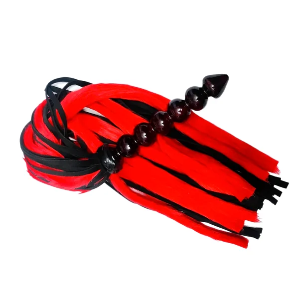 SUEDE & FUR FLOGGER WITH EXOTIC WOOD HANDLE