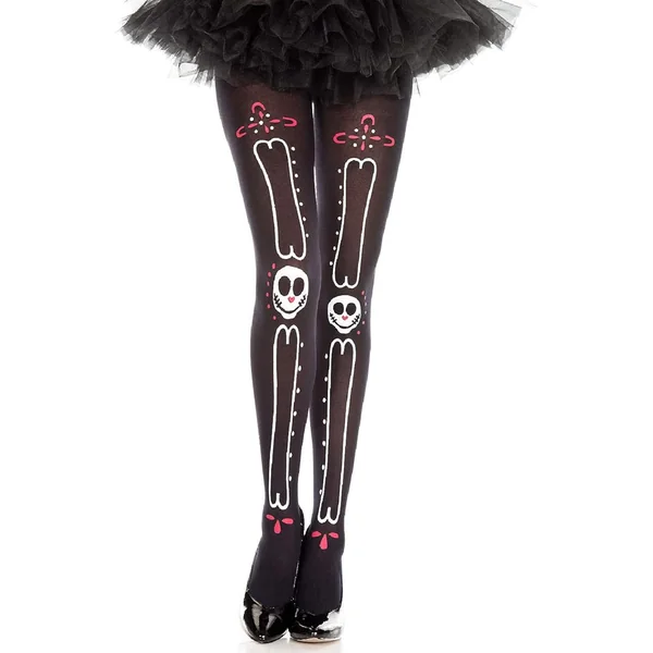 Sugar Skull Face with Bone Print Pantyhose