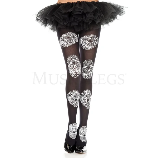 Sugar skull print tights