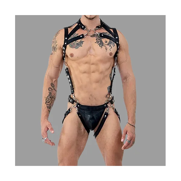 Supreme Leather Bondage Harness with Jockstrap