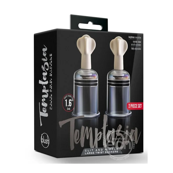 Temptasia Clit and Nipple Large Twist Suckers (set of 2) - Clear