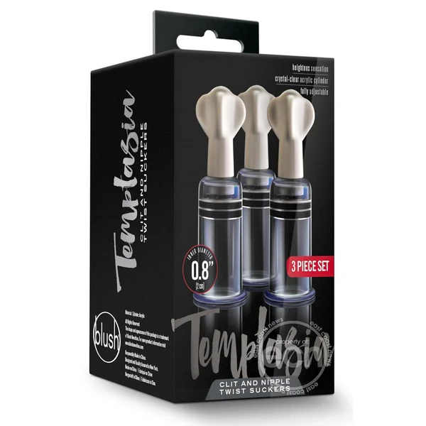 Temptasia Clit and Nipple Twist Suckers (set of 3) - Clear