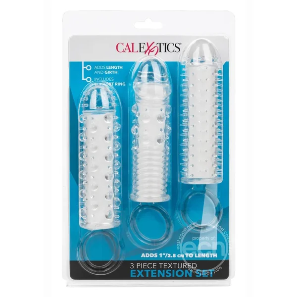 Textured Extension Set Penis Sleeves (3 piece) - Clear