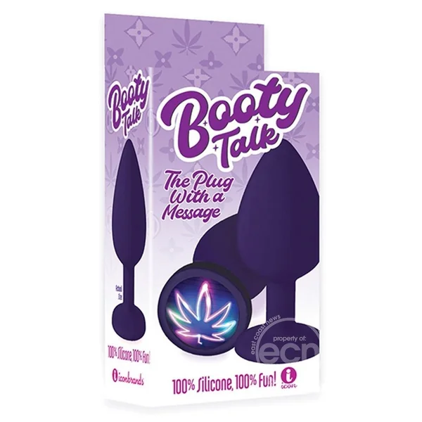 The 9's - Booty Talk Silicone Butt Plug Neon Leaf - Purple