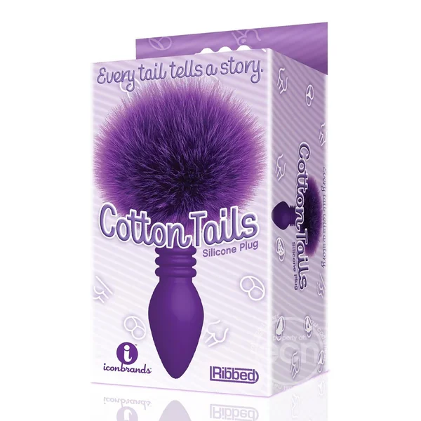 The 9's - Cottontails Silicone Ribbed Bunny Tail Butt Plug - Purple