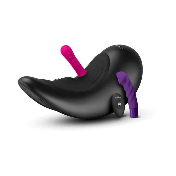 The Cowgirl Saddle Machine Hands-Free Remote Control Vibrating And Tapping Saddle With Two Attachments