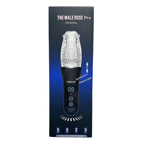 The Male Rose Pro Rechargeable Thrusting Rotating Masturbator - Black/Clear