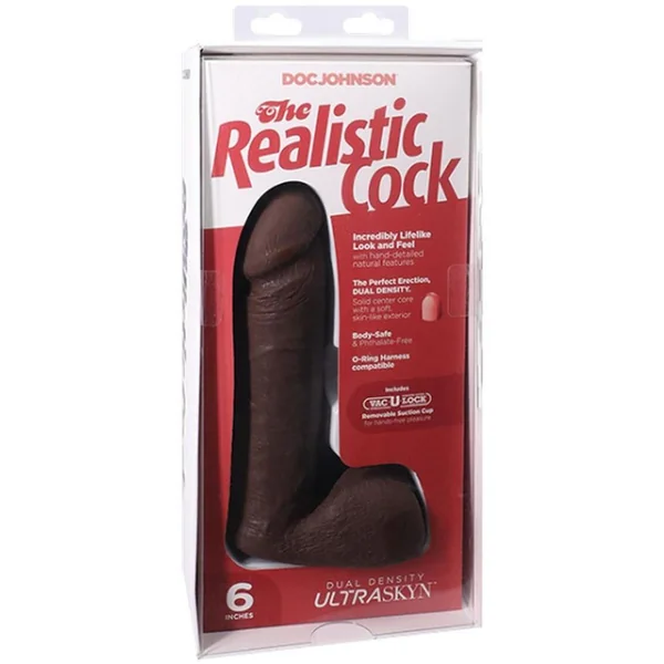 The Realistic Cock Ultraskyn Dildo 6in - Chocolate