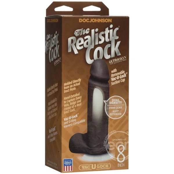 The Realistic Cock Ultraskyn Dildo 8in - Black