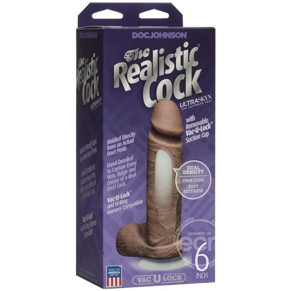 The Realistic Cock - UR3 - 6 Inch Brown