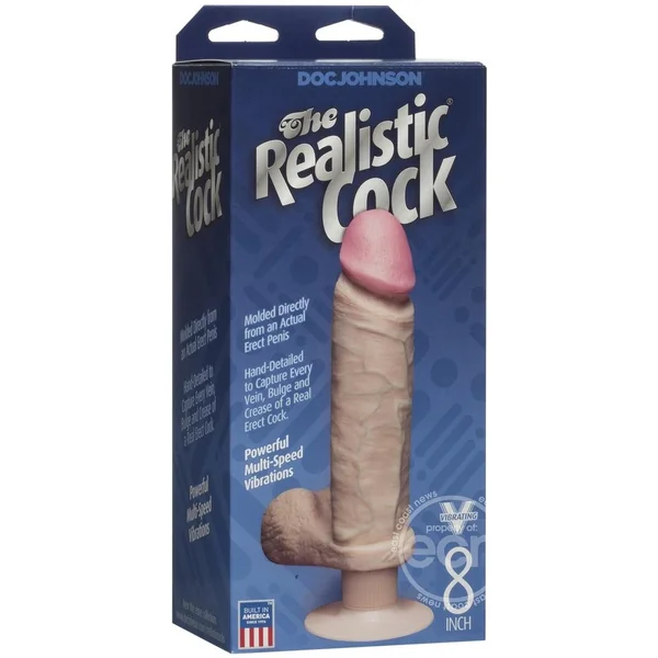 The Realistic Cock - Vibrating - 8 Inch White