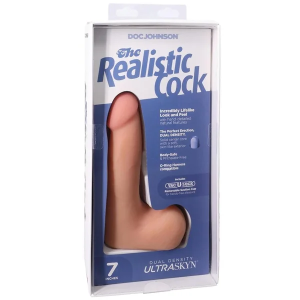 The Realistic Cock with Balls Ultraskyn Removable Vac-U-Lock Suction Cup 7in