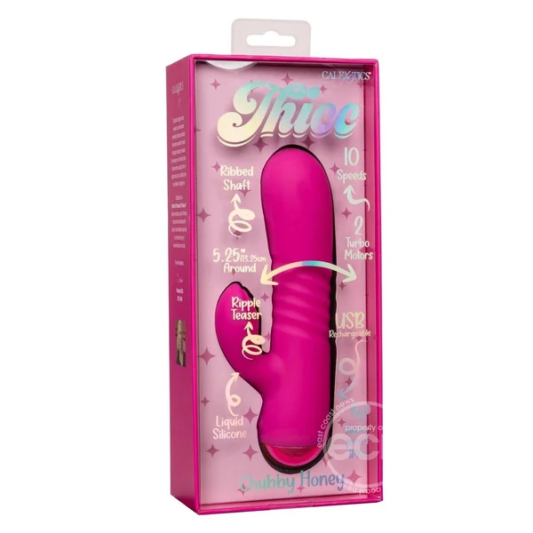 Thicc Chubby Honey Dual Motor Vibrator with Clitoral Stimulator - Pink