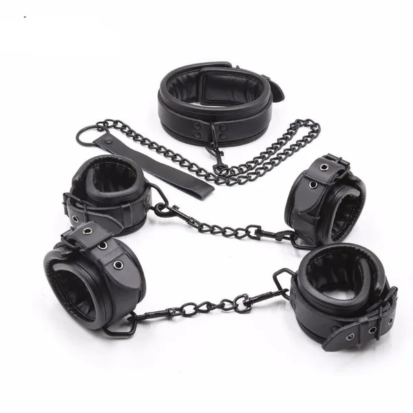 Thierry soft Genuine Leather Bondage Optional Handcuffs Collar Wrist Ankle Cuffs for Fetish erotic Adult Games Couple Sex Toys