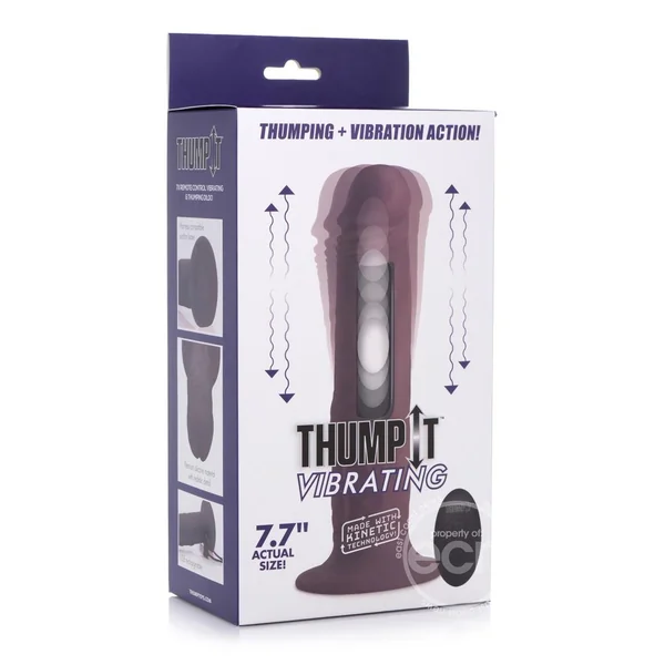 Thump It 7x Remote Control Vibrating & Thumping Silicone Rechargeable Dildo - 7.7in - Chocolate