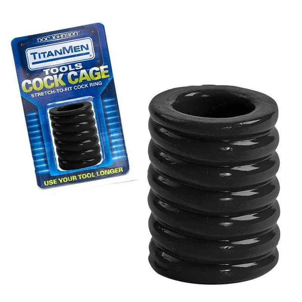 TitanMen Stretch-To-Fit Cock Cage - Black