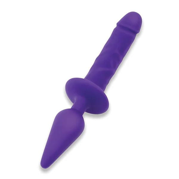 Together Double Pleasure 11" Double-Ended Dildo & Butt Plug - Purple