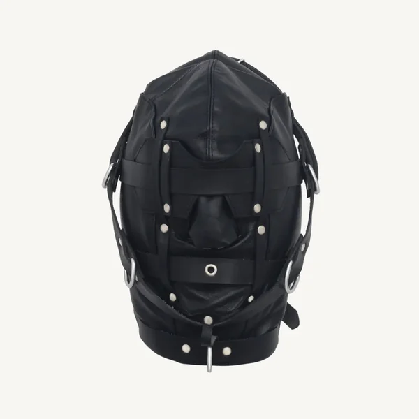 Triple Straps Leather Bondage Hood | Fetish Slave Hood