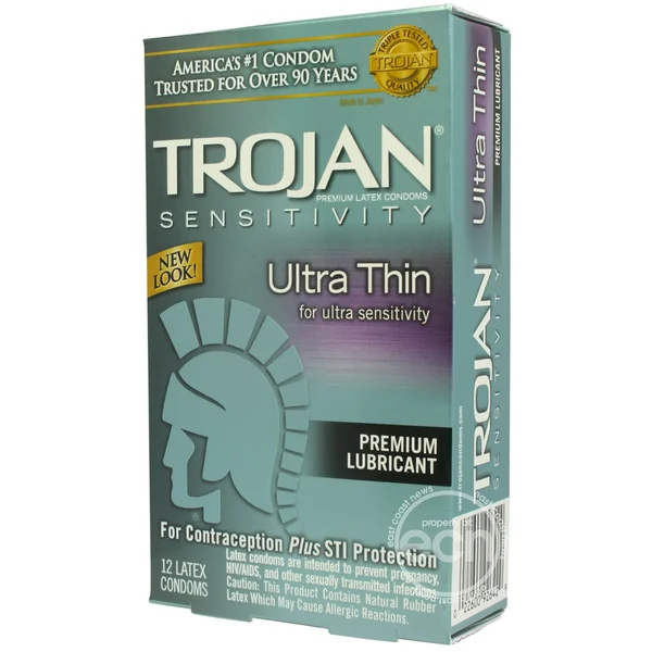 Trojan Condom Sensitivity Ultra Thin Lubricated 12 Pack