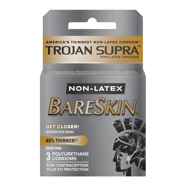 Trojan Condom Supra Microsheer Non Latex Lubricated 3 Pack