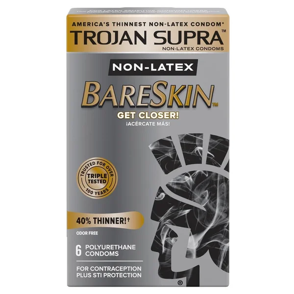 Trojan Condom Supra Microsheer Non Latex Lubricated 6 Pack